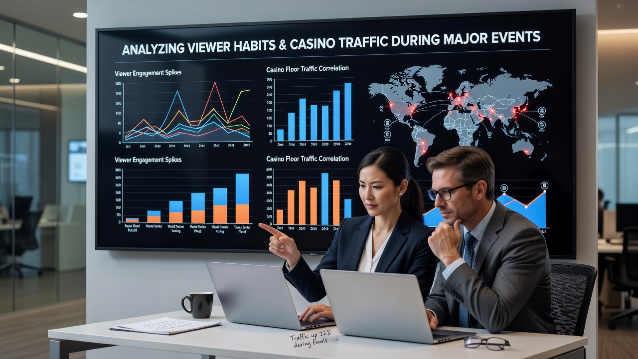 Data charts showing casino foot traffic fluctuations during major broadcast events